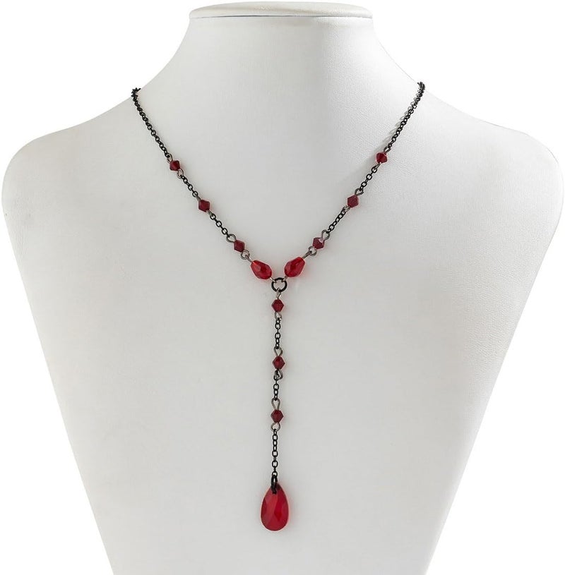 MIFYNN Vintage Gothic Blood Drop Tassel Pendant Necklace Red Water Drop Choker Necklace Punk Style Necklace Dark Tear Drop Y Necklace Halloween Necklace Jewelry for Women - Image 2